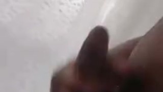 Rubbing my big dick in shower
