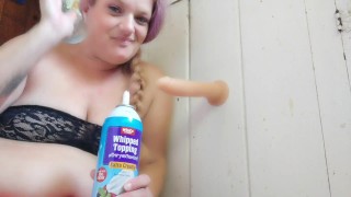 Whip cream and dildo snack. 