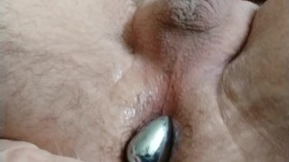Foxtail buttplug and a warm cumshot