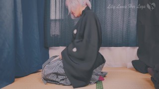 Lily in Kimono and Purple Tabi Socks Masturbating