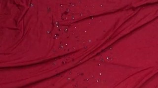 Huge cumshot on my red bed