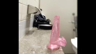 Dildo in anal in public toilet