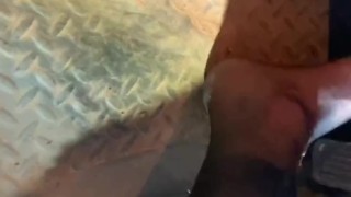 Cute sissy goes for a drive with black stockings 