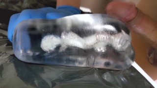 Cum Meter 18, Transparent fleshlight, Huge creampie, 透明オナホ、大量中出し