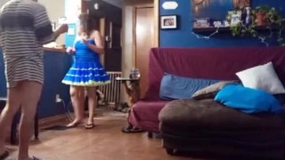 Behind the scenes- wife Mardi Gras strip and suck