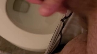 Solo jerking in bathroom