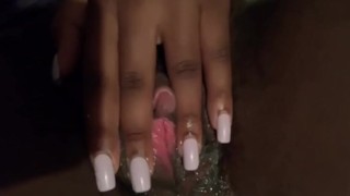 Playing with my fat wet pussy at work 