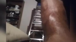 Hot Bodybuilder Flexing Nude and Jerking off big dick in the garage