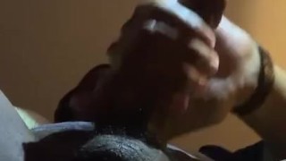 Stroking my rock hard cock