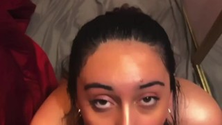 Pretty Latina wife makes for a good cumslut 