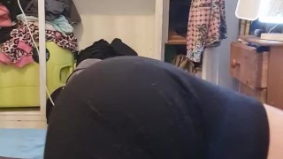 Femboy strips and plays with cock