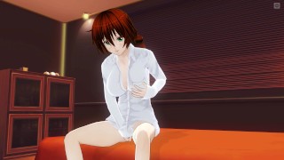 3D HENTAI Redhead girlfriend masturbates on your bed