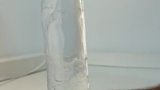 My first deepthroat of a huge dildo