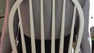 4th of July silver spandex on handcuffs to breakable chair