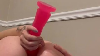 Fucking my tight little ass with my 7 inch dildo
