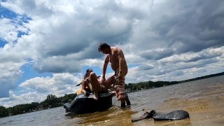 A quick break for a quick public blowjob and fuck on the jet ski