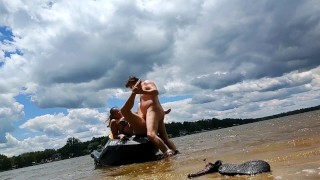 A quick break for a quick public blowjob and fuck on the jet ski