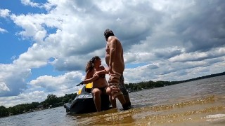 A quick break for a quick public blowjob and fuck on the jet ski