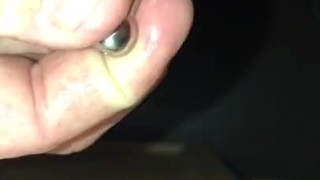 1st Time trying out my new stainless steel hollow beaded urethral probe w/ cock ring, not ready 4 it