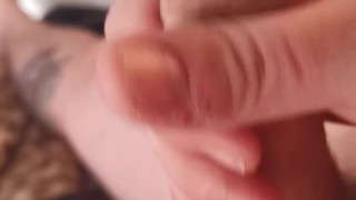 Solo tattoo guy blows his load all over 