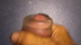 jacking with my new tight pussy clear cock sleeve..ends with a cum shot of course