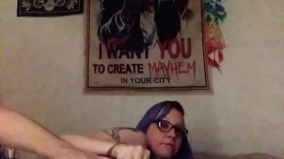 Tattooed blue hair wife in Anal Training!!🤤 