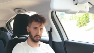 Jerking off my huge cock in a public car park
