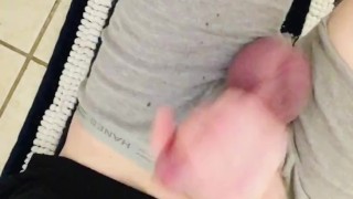 Cumming on the bathroom floor