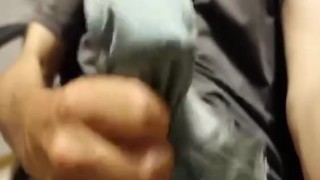 パンティのクロッチに大量射精　パンコキ　手コキ　