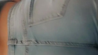 Squeezing Fat Ass into Tight Jeans, Watch my buns jiggle 
