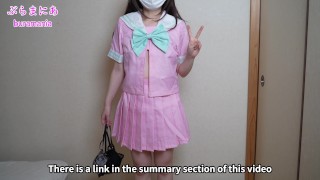Tバックピンクセーラー服でノーブラノーパン生着替え下着紹介❤️