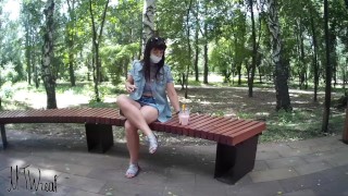 exhibitionist wife has fun in a public park