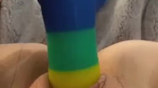Watch me fucks my tight pussy with big dildo