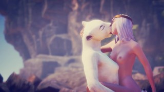 Furry gato se corre con la sacerdotisa egipcia Cleopatra en una ...