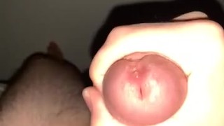 Young college student shoots and drips cum