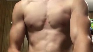 Young stud let’s out a big morning cumshot