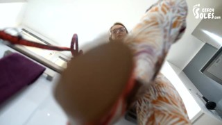 POV foot on a leash for your cruel mistress (POV femdom, POV foot worship, high heels, feet)