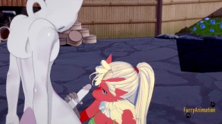 Pokemon Hentai Furry - Blaziken blowjob and handjob with cum in her mouth to Mewtwo