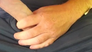 Hot ginger bear outside at the park jacking off