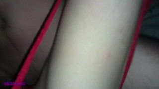 wife in a red dress fucks with her lover