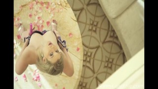 Sweet Blonde In Lingerie Sunny Lane Fucks Herself On A Table