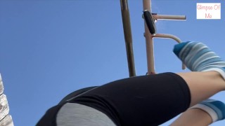 view of feet in socks during workout (foot fetish) - GlimpseOfMe
