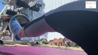 view of feet in socks during workout (foot fetish) - GlimpseOfMe