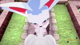 Digimon Pokemon Furry Yaoi - POV Cinderace x Gatomon blowjob and fucked