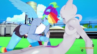 Pokemon My Little Pony Yaoi Furry - Rainbow Dash x Mewtwo