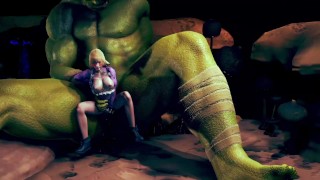 Big ork fucking beautiful princess - 3d hentai animation