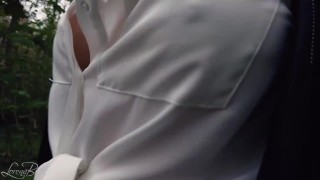 Boobwalk, White Blouse and Leather Jacket