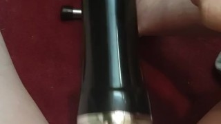 Fuck machine drills my cock
