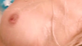 Petite teen rubbing titties in the shower