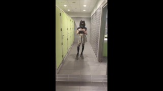 Sissy goes to ladies' room for the first time